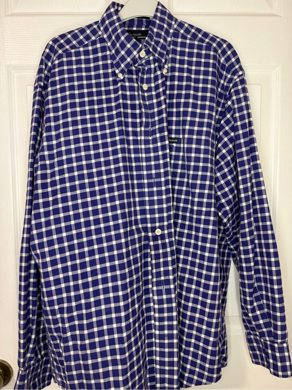 Faconnable Blue & White Plaid Button-Down Shirt